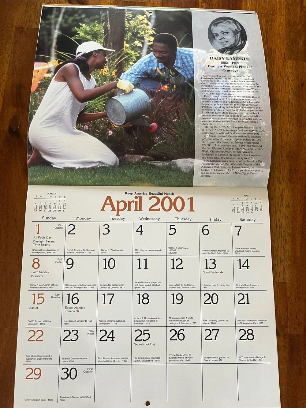 Vtg 2001 STATE FARM Insurance Ad Calendar Neighborly Heroes BLACK HISTORY
